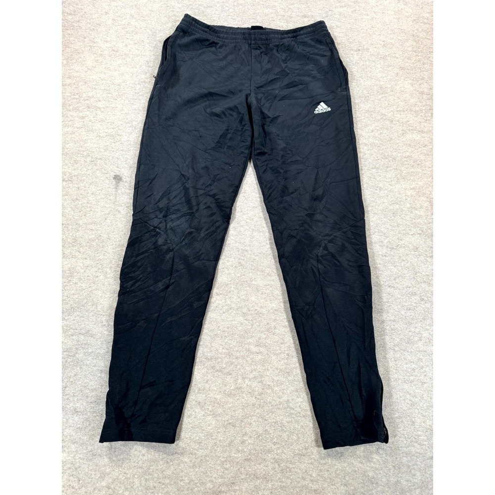 Adidas Climacool Track Pants Mens XL Black Logo Mid Rise Tapered Leg Ankle Zip